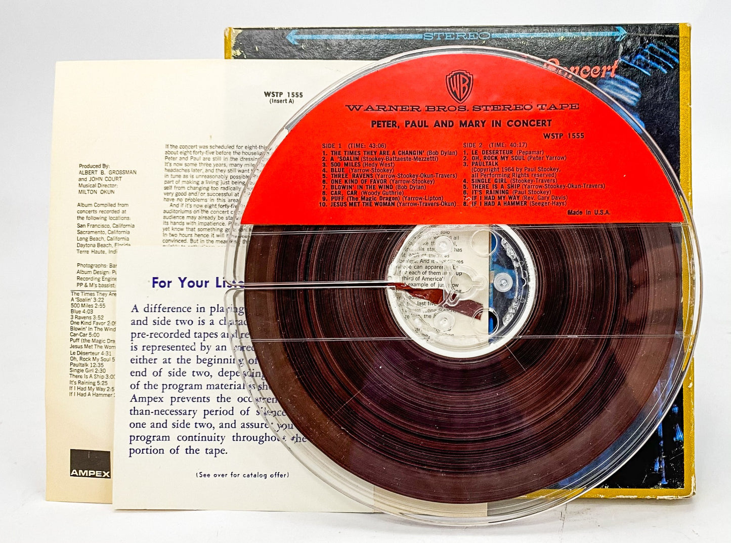 Peter Paul & Mary In Concert Reel to Reel Tape 7 1/2 IPS Warner Brothers