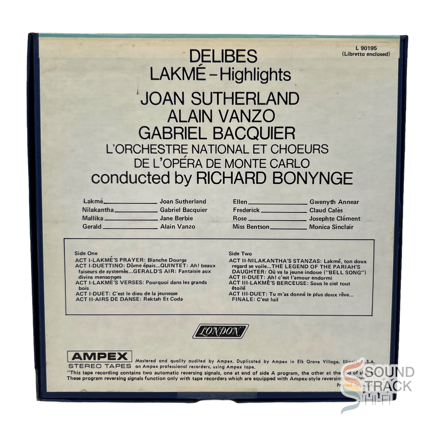 Delibes - Lakme Highlights Sutherland, Bonynge, Vanzo 7.5 IPS Reel Tape London