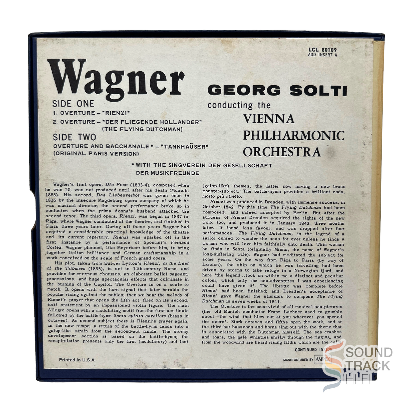 Wagner George Solti conducting Vienna Philharmonic 7 1/2 IPS Reel Tape London