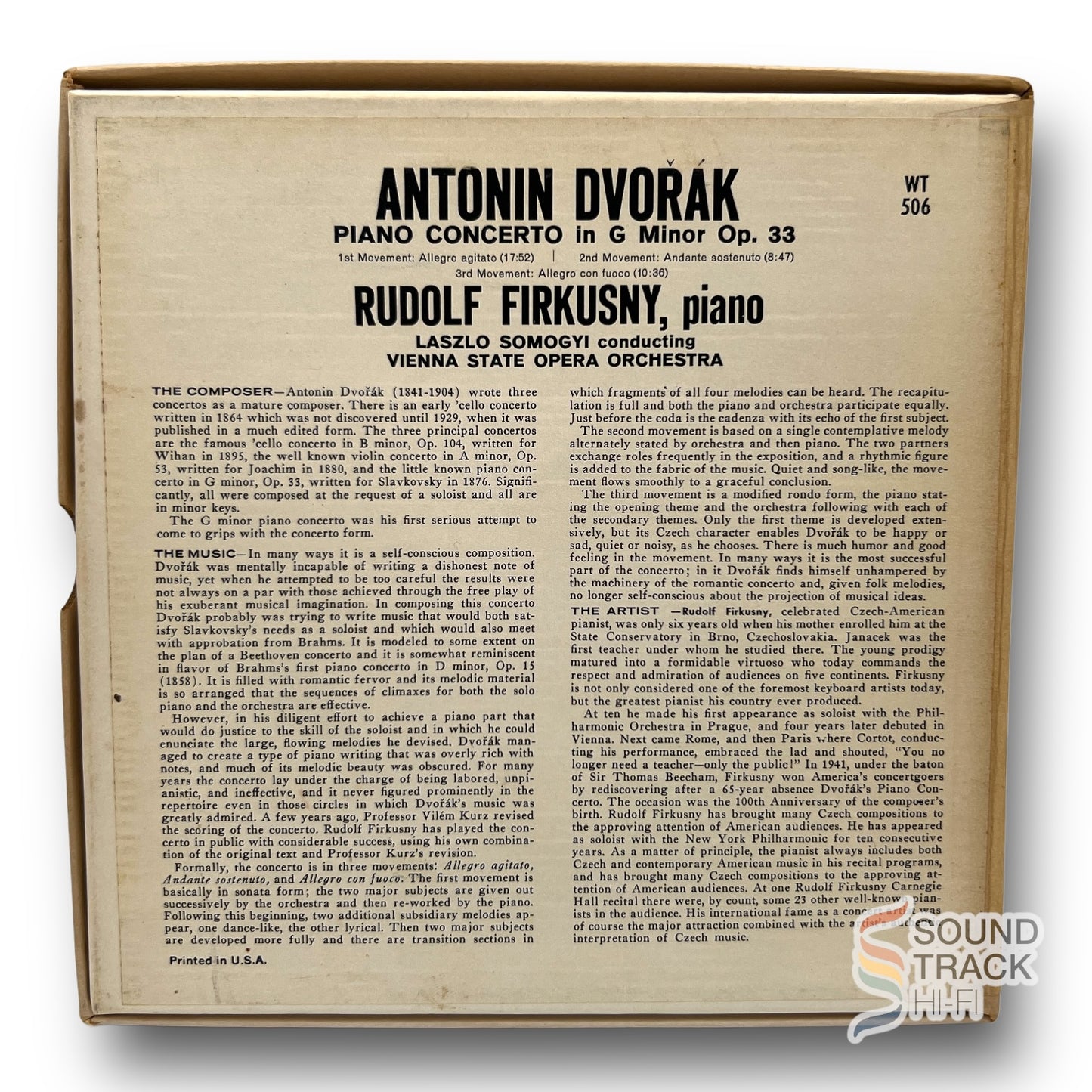 Dvorak Piano Concerto Firkusny Somogyi 7 1/2 IPS Reel Tape Westminster