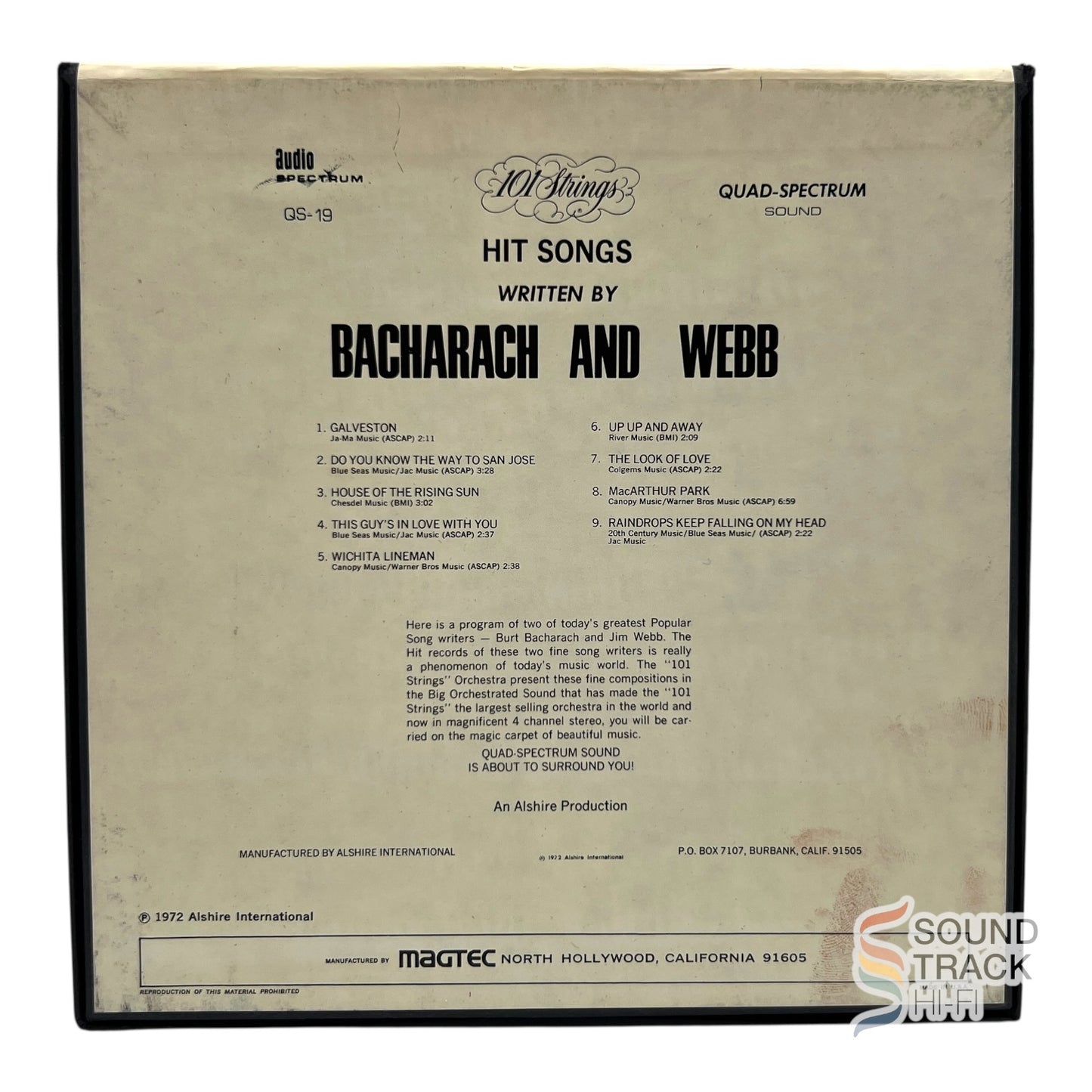 Hit Songs Written By Bacharach Webb Quadraphonic Reel Tape Audio Spectrum
