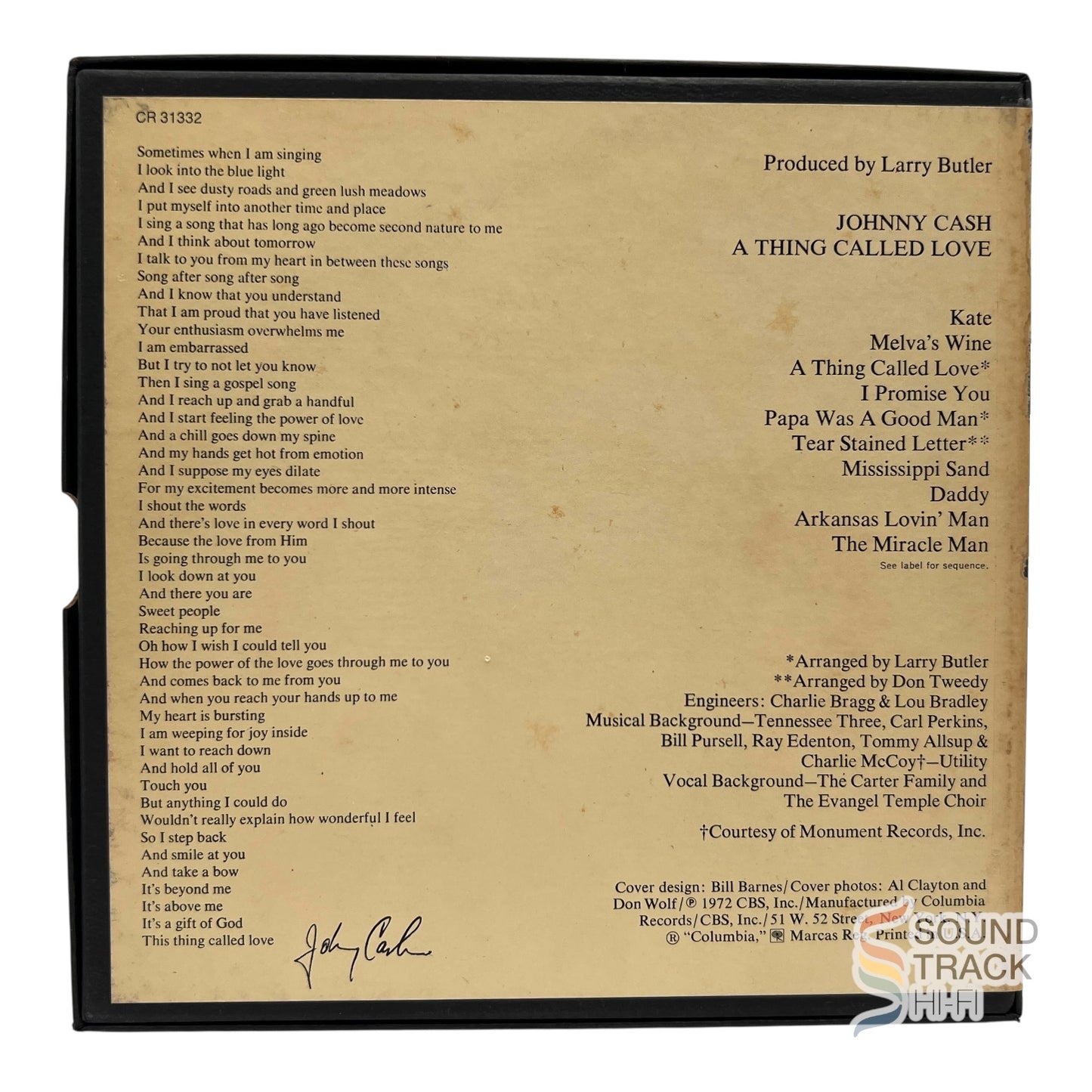 A Thing Called Love By Johnny Cash 3 3/4 IPS Reel Tape Columbia