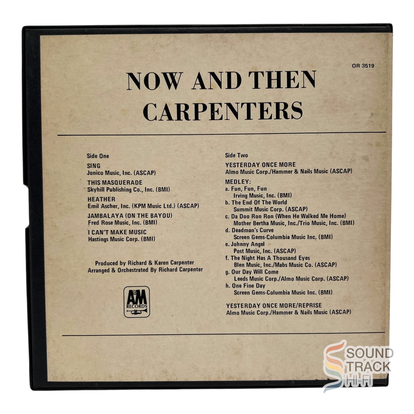 Now And Then By Carpenters 3 3/4 IPS Reel Tape A&M
