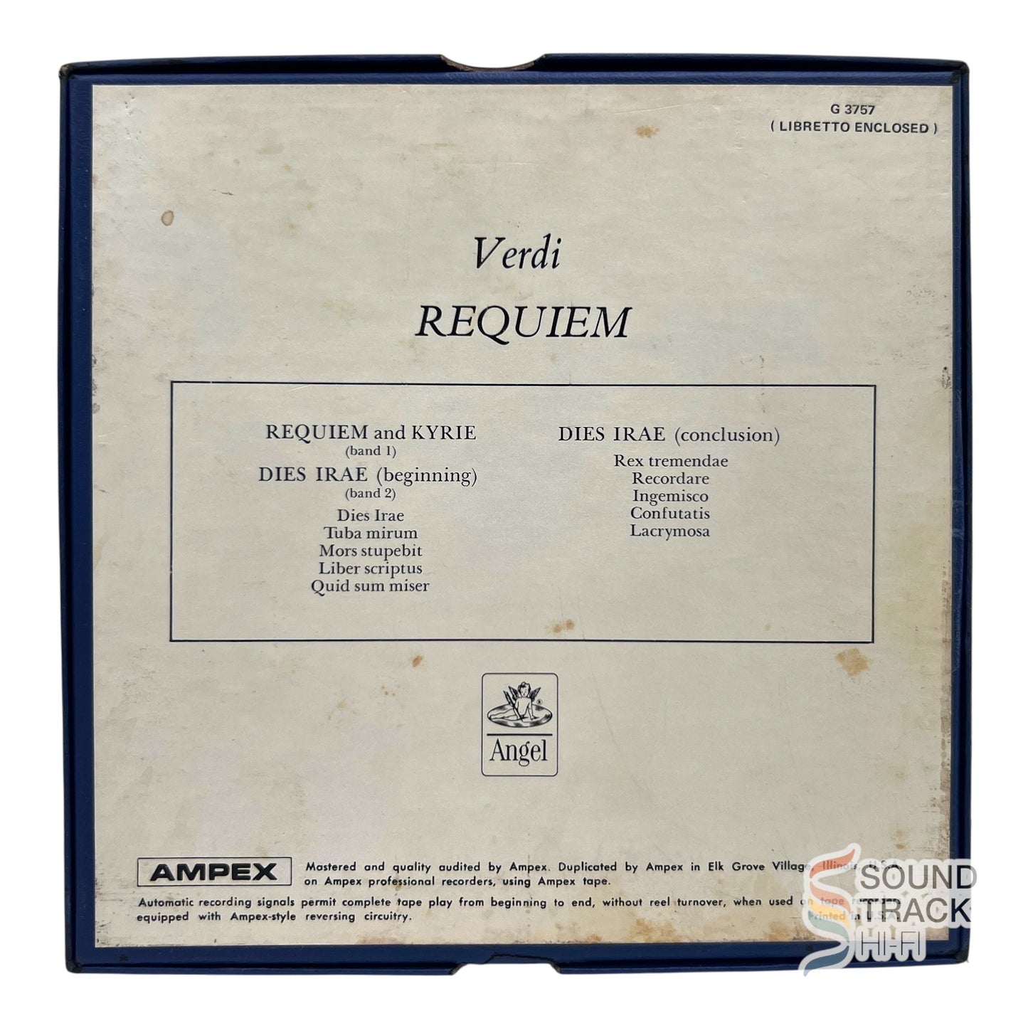 Verdi Requiem Sir John Barbirolli 7 1/2 IPS Reel Tape Angel