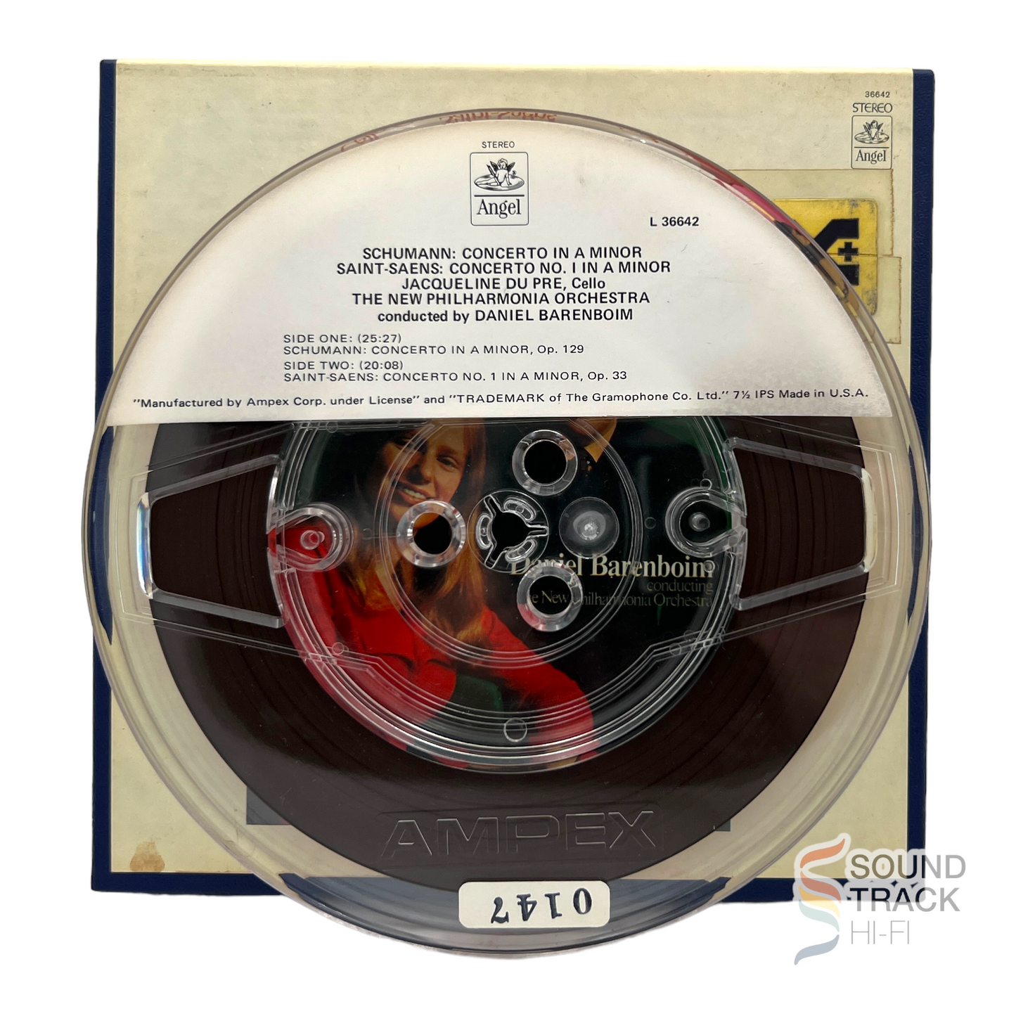 Saint-Saens Schumann Cello Concertos Du Pre Barenboim 7 1/2 IPS Reel Tape Angel