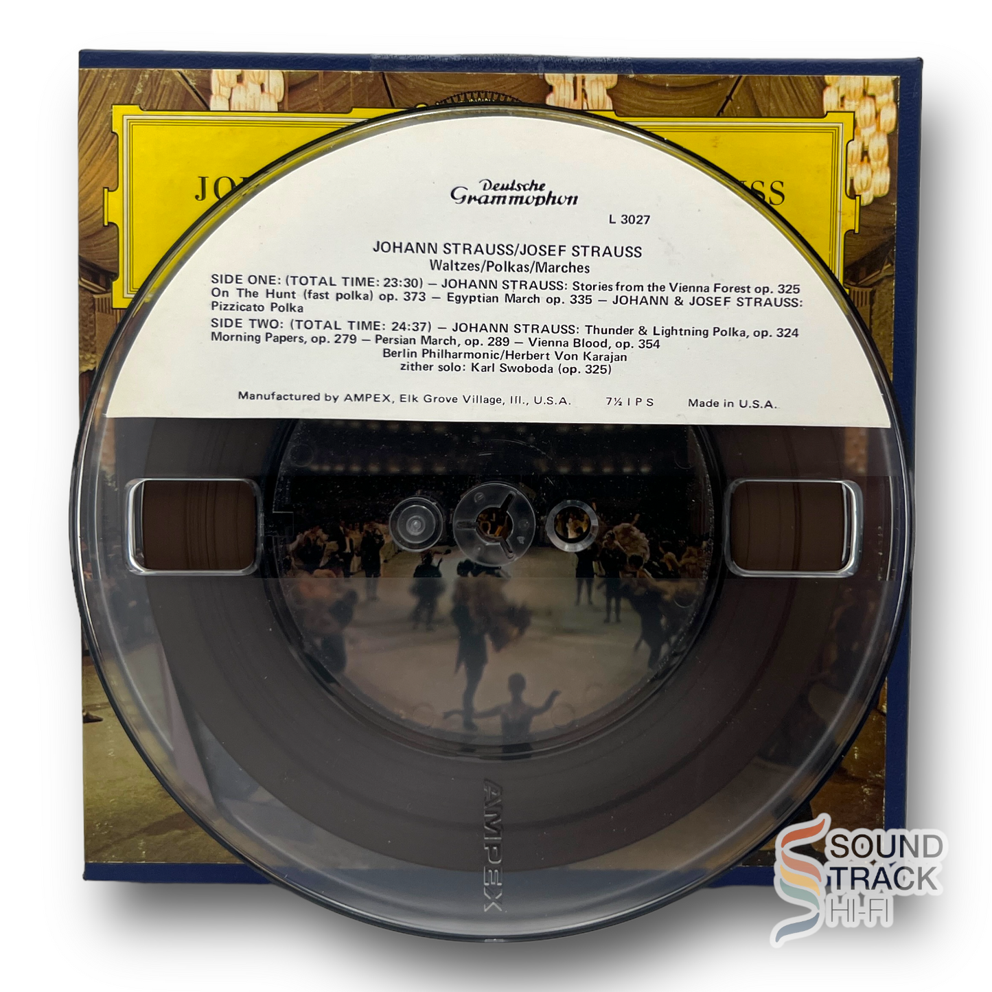 Strauss Waltz's Polkas Marches Berlin Phil. Karajan 7 1/2 IPS Reel Tape Deutsche