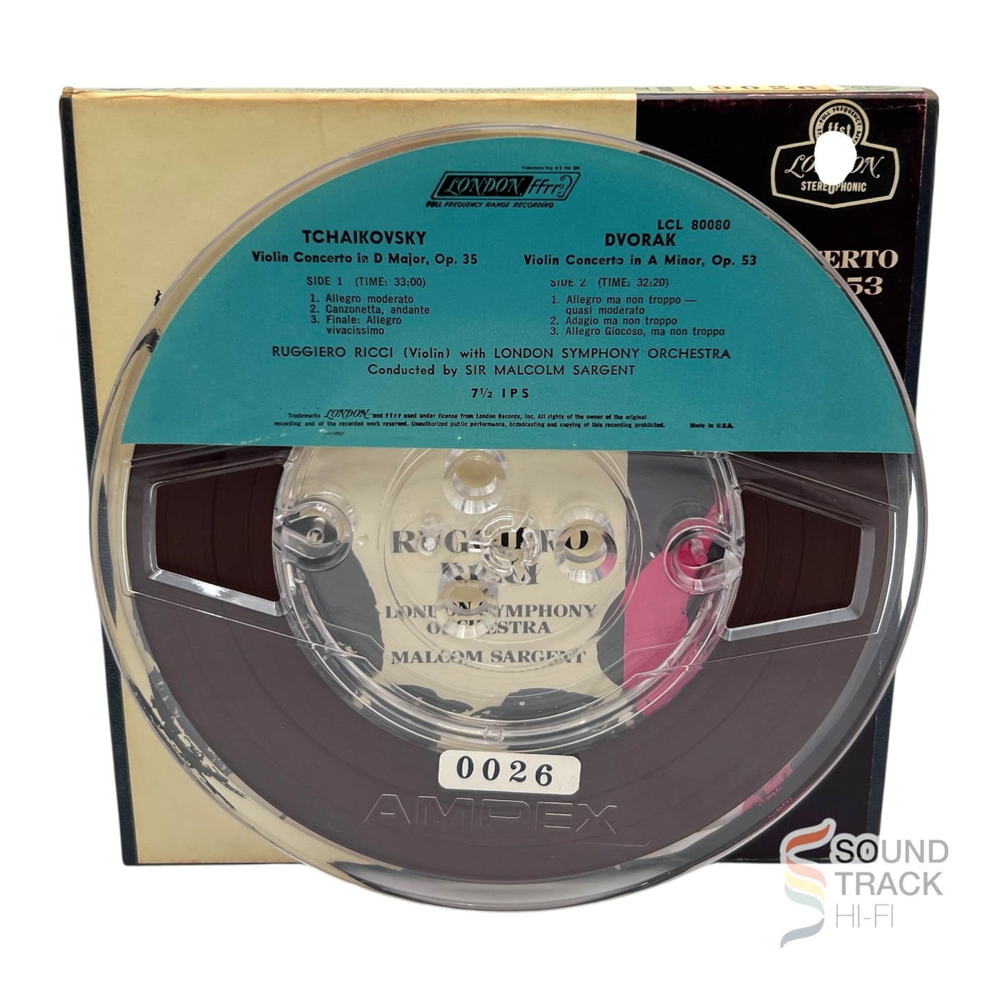 Tchaikovsky Dvorak Violin Concerto Ricci Sargent 7 1/2 IPS Reel Tape London