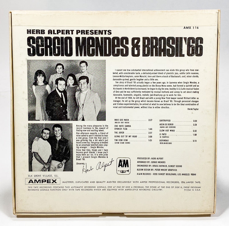 Sergio Mendes & Brasil '66 by Herb Alpert Reel to Reel Tape 3 3/4 IPS A&M