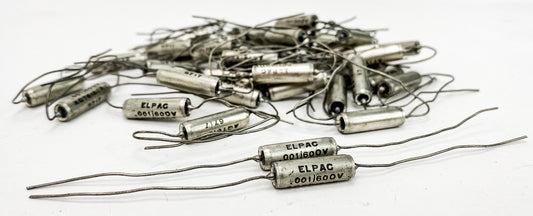 Vintage ELPAC 0.001 uf 600 Volt Paper In Oil Tone Capacitors