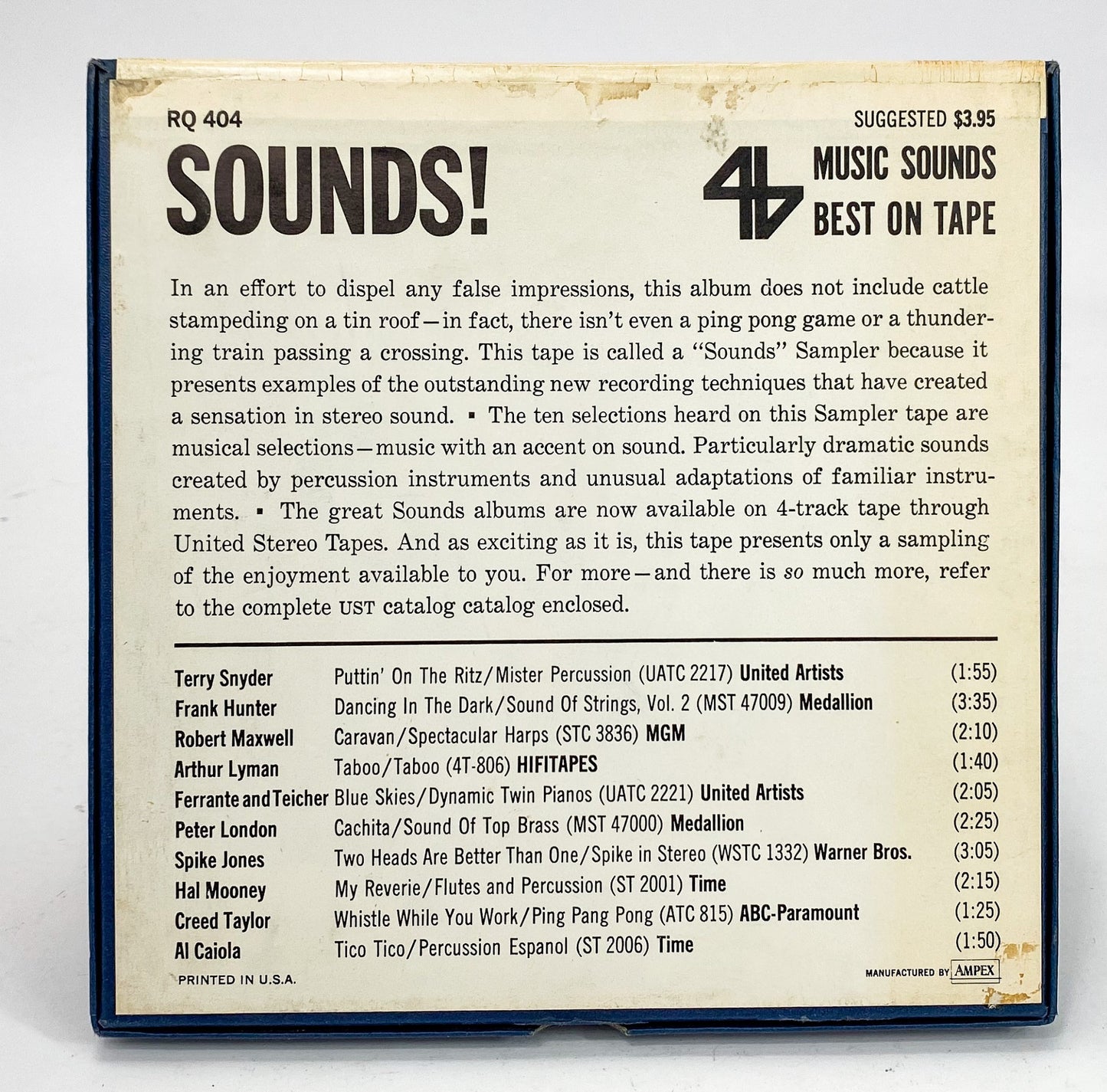 Ampex Sampler Series Sounds Reel to Reel Tape 7 1/2 IPS 4 Track Stereo