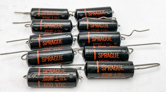 Sprague 0.035 uf 600 VDC Black Beauty Capacitors 10x NOS
