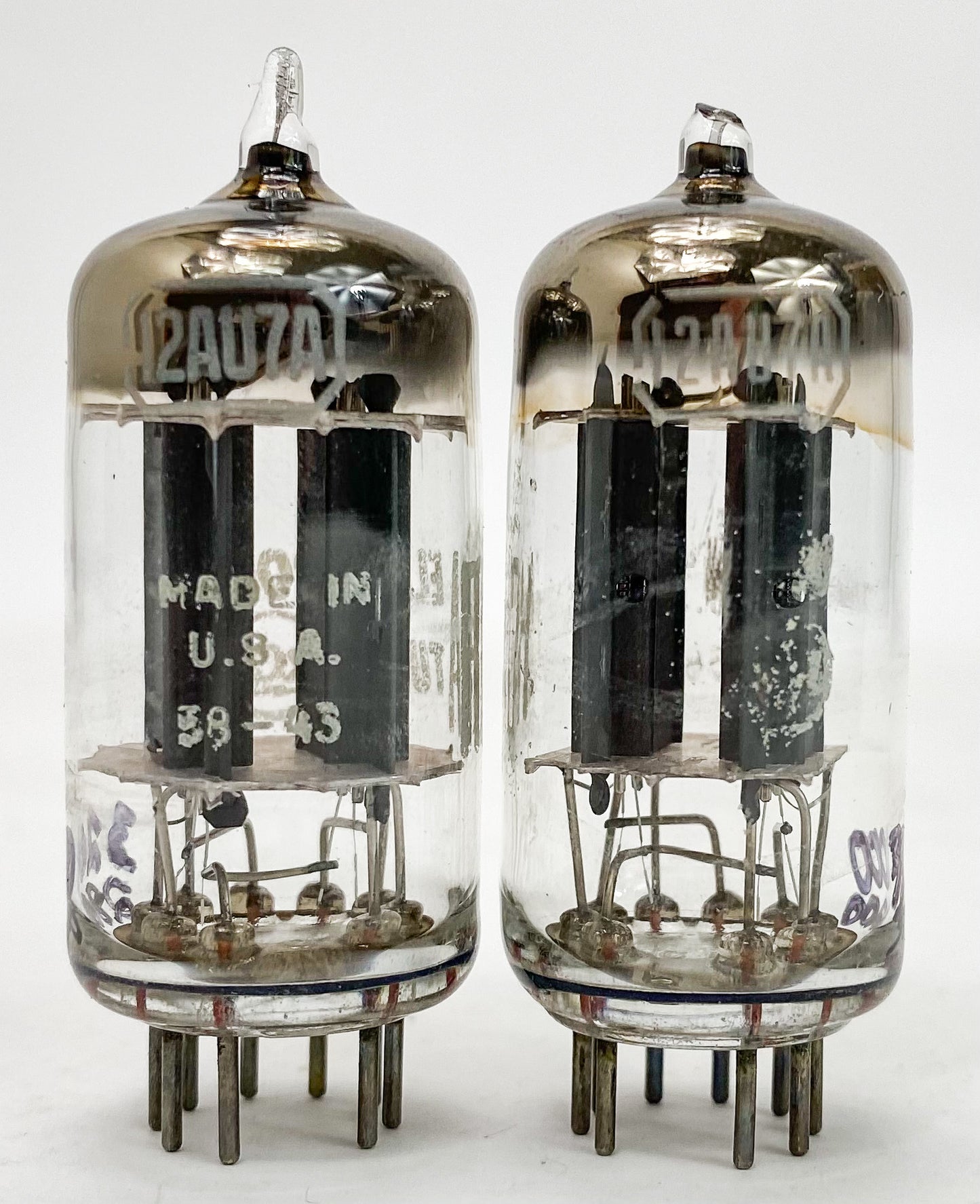 RCA 12AU7A Ribbed Grey Plate Top D Getter Balanced and Matched Tubes MD1