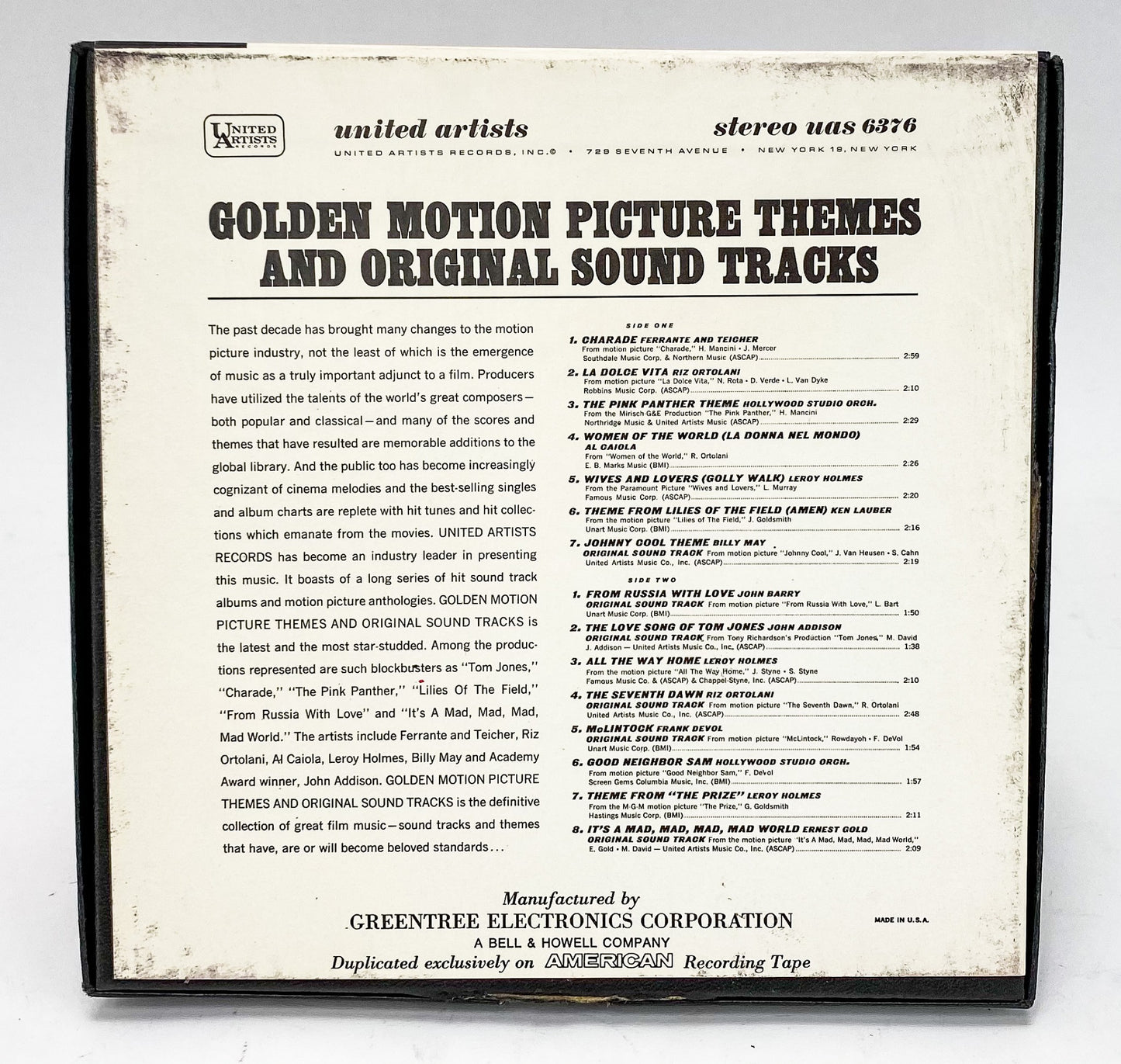 Golden Motion Picture Themes And Sound Tracks Reel to Reel Tape 7 1/2 IPS United