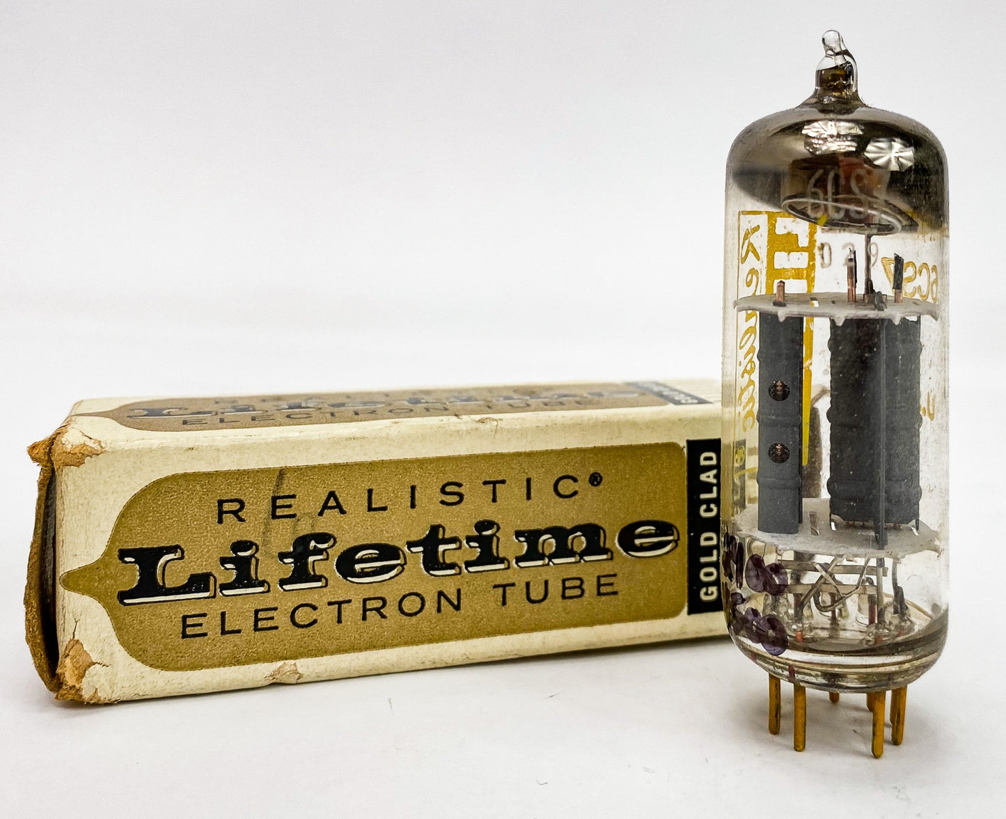 Realistic 6CS7 Grey Plate Halo Getter Gold Pin Vacuum Tube