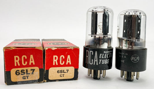 RCA 6SL7GT Black Plate Bottom Foil D Getter Balanced and Matched Vacuum Tubes