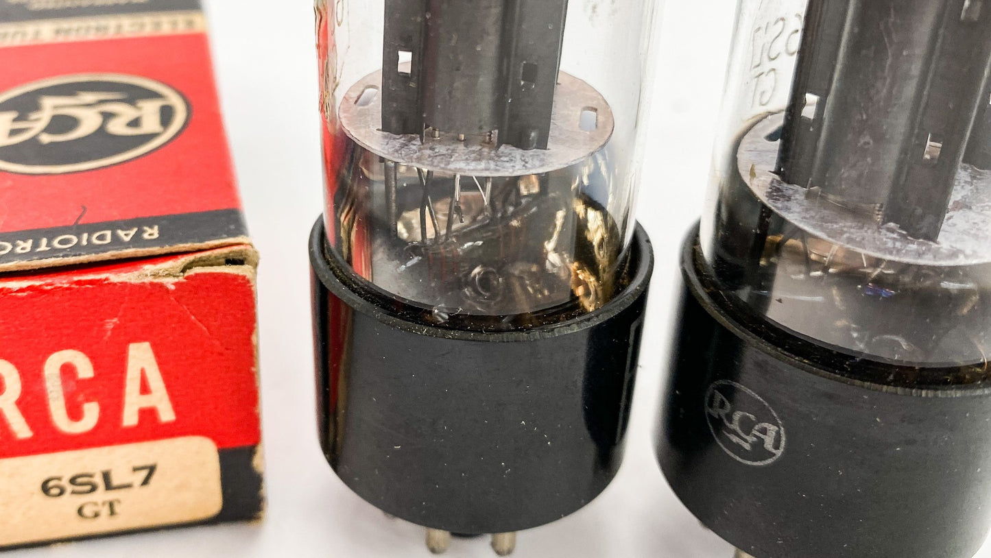 RCA 6SL7GT Black Plate Bottom Foil D Getter Balanced and Matched Vacuum Tubes