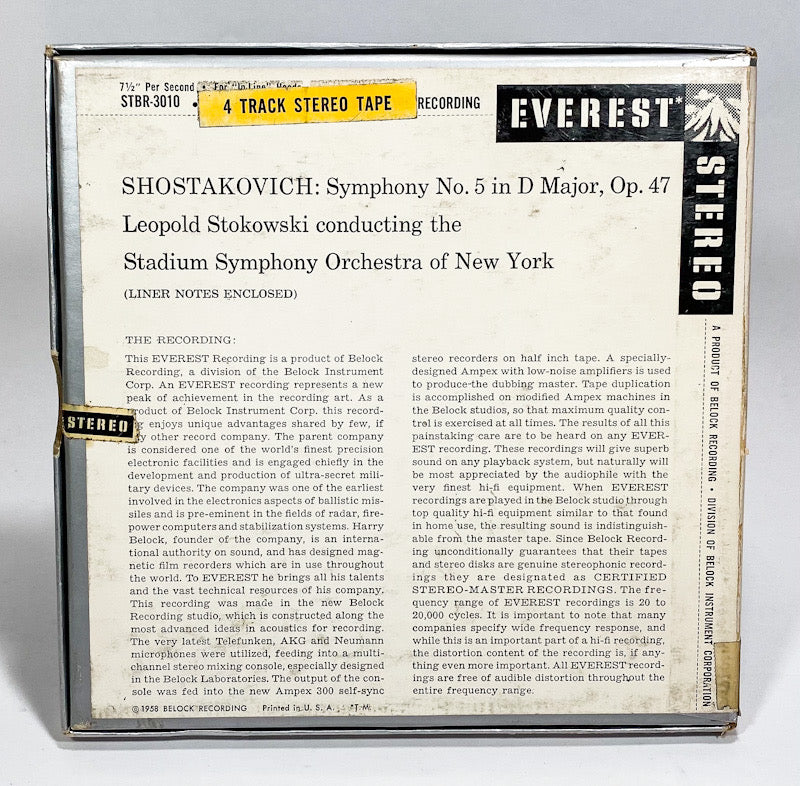 Shostakovich Symphony No 5 Stokowski Reel to Reel Tape 7 1/2 IPS Everest