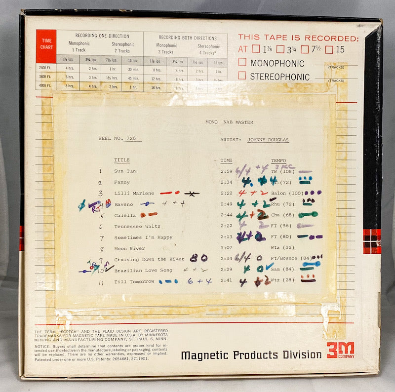 Johnny Douglas Master 15 IPS 10.5" Scotch Reel to Reel Tape Mono 726