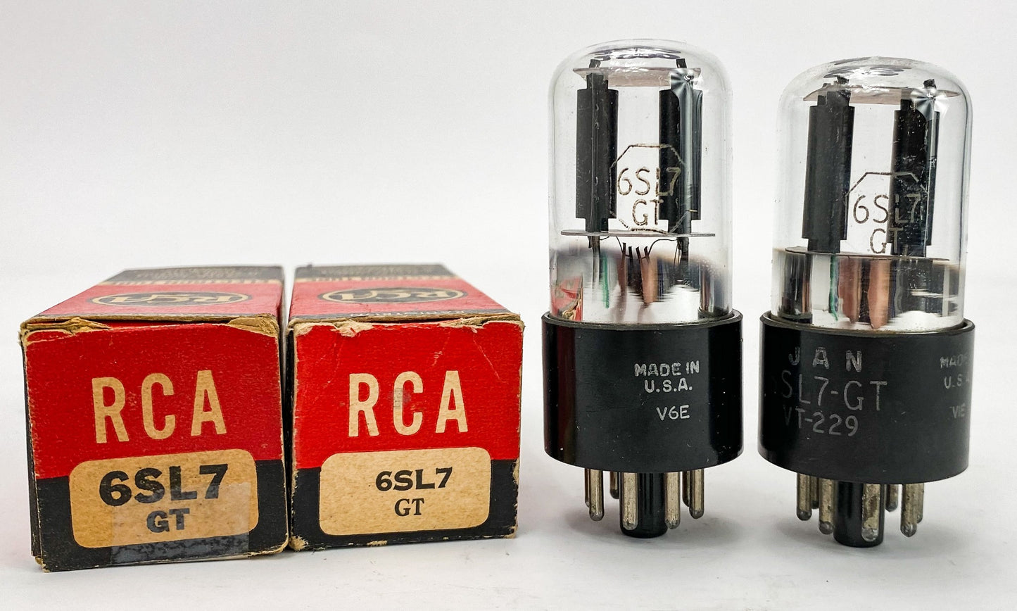 RCA 6SL7GT Black Plate Bottom Foil D Getter Balanced and Matched Vacuum Tubes