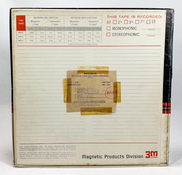 Mazowsze Polish Song And Dance Ensemble Master 10.5" Reel to Reel Tape #MFS 360B