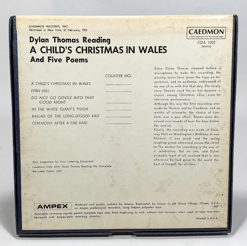 A Child's Christmas In Wales Dylan Thomas Reel to Reel Tape 3 3/4 IPS Caedmon