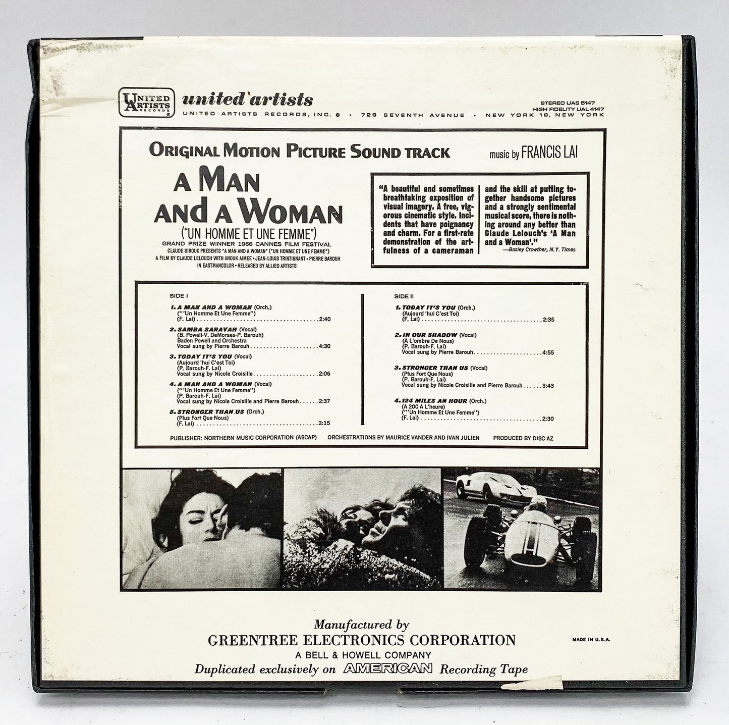 A Man And A Woman Soundtrack Reel to Reel Tape 7 1/2 IPS United