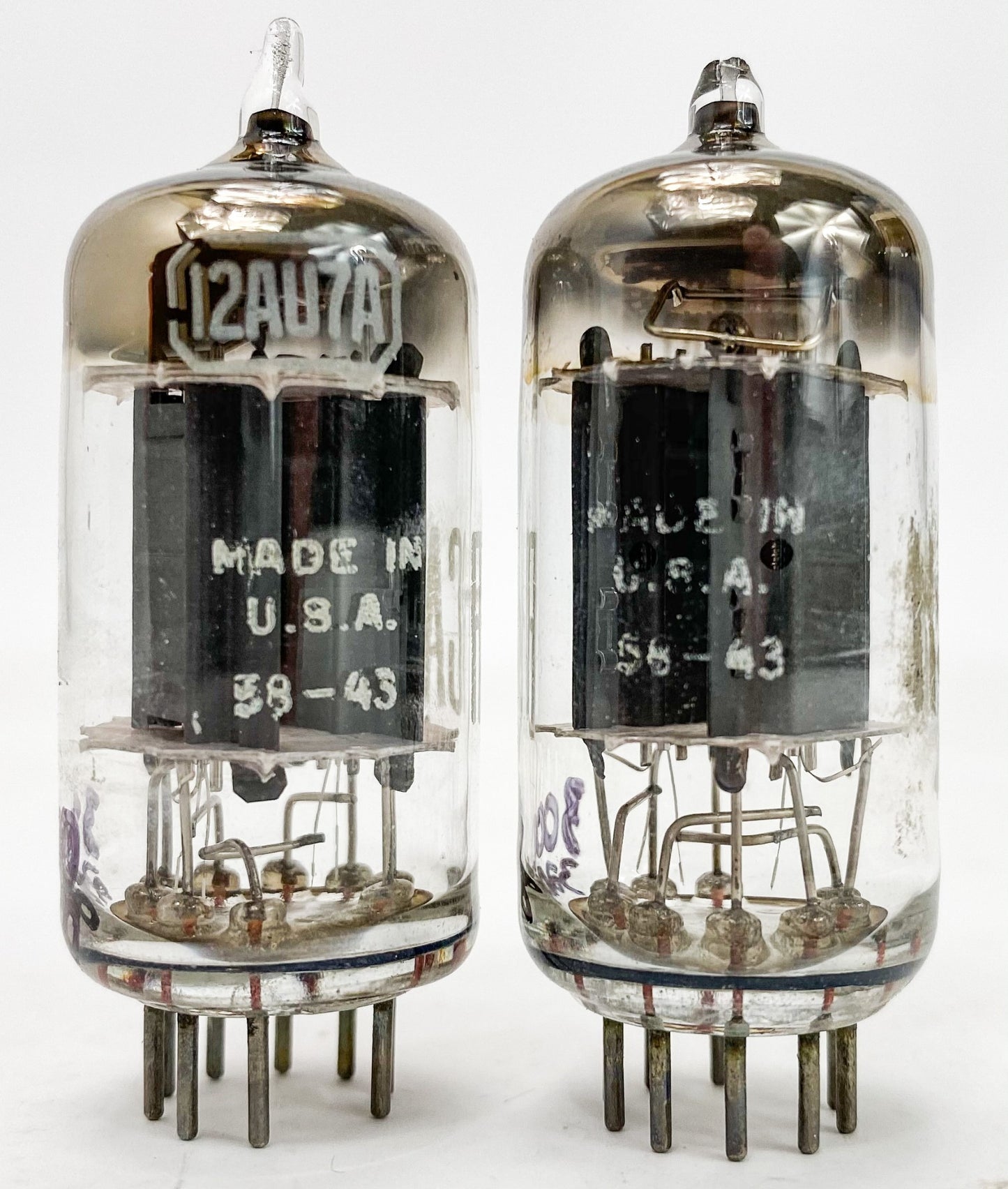 RCA 12AU7A Ribbed Grey Plate Top D Getter Balanced and Matched Tubes MD1
