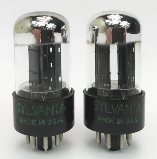 Sylvania 6SN7GTB Black Plate D Getter Chrome Dome Balanced and Matched Tubes