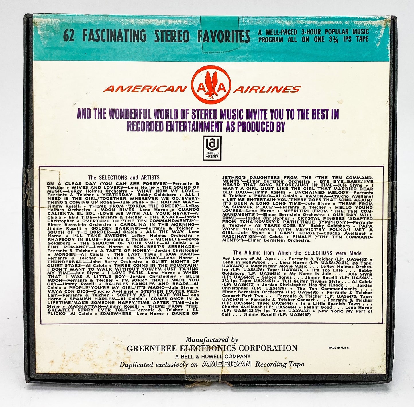 American Airlines Popular Program No. 20 Reel to Reel Tape 3 3/4 IPS United