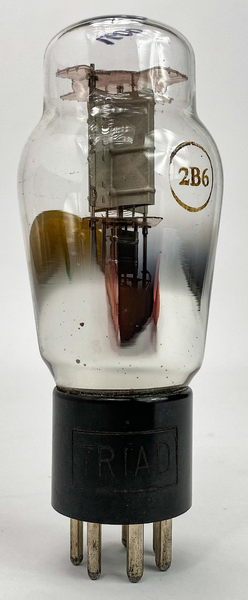 Triad 2B6 Silver Plate Bottom Foil D Getter Vacuum Tube Engraved Base