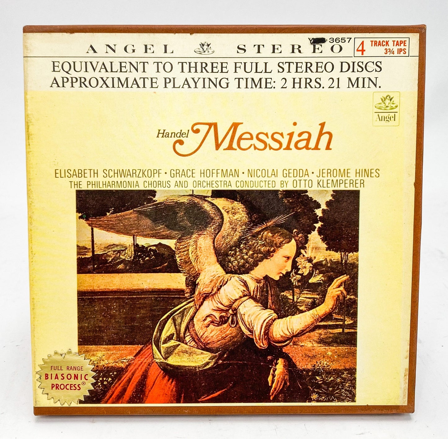 Handel Messiah Hines Gedda Hoffman Klemperer Reel to Reel Tape 3 3/4 IPS Angel