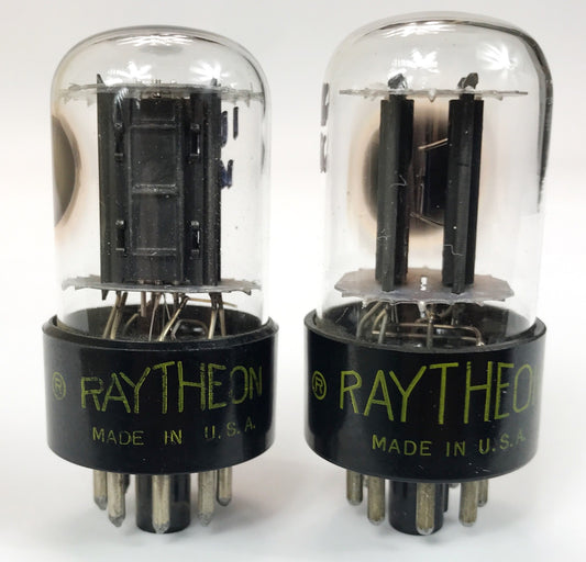 Raytheon 6SN7GTB Black Plate Side Horseshoe Getter Balanced and Matched Tubes