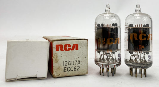RCA 12AU7A Clear Top Grey Plate Side D Getter Balanced and Matched Tubes MD2