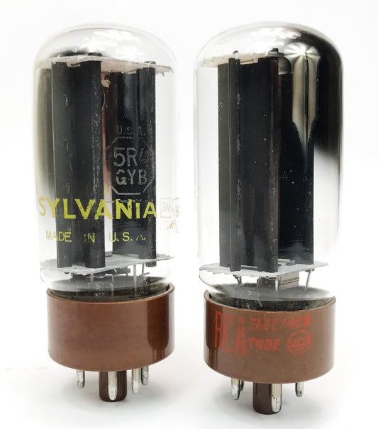 RCA / Sylvania 5R4GYB Black Plate Hanging O Getter Rectifier Vacuum Tubes