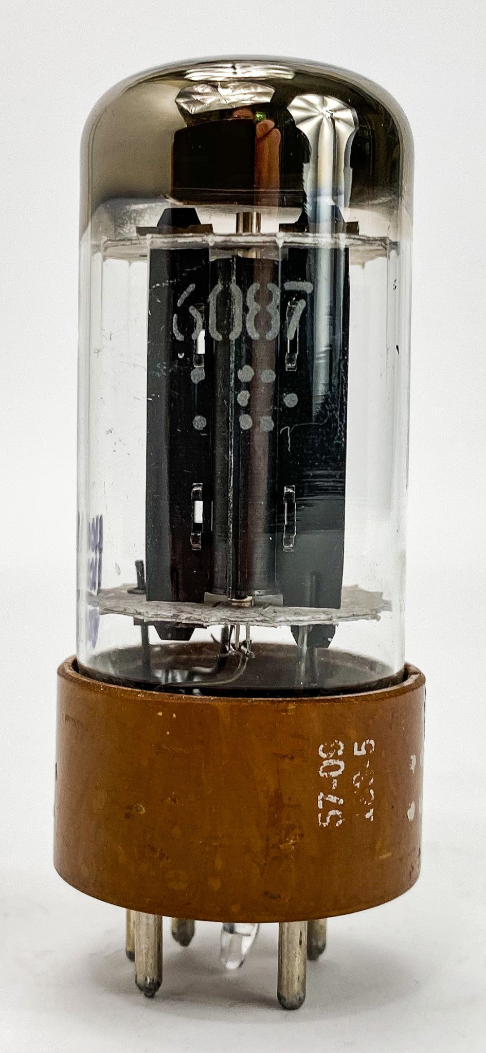 GE 6087 / 5Y3WGT / 5Y3WGTB Black Plate Top D Getter Brown Base Vacuum Tube