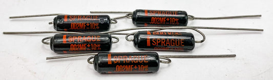 Sprague 0.002 uf 600 VDC Black Beauty Capacitors 5x NOS