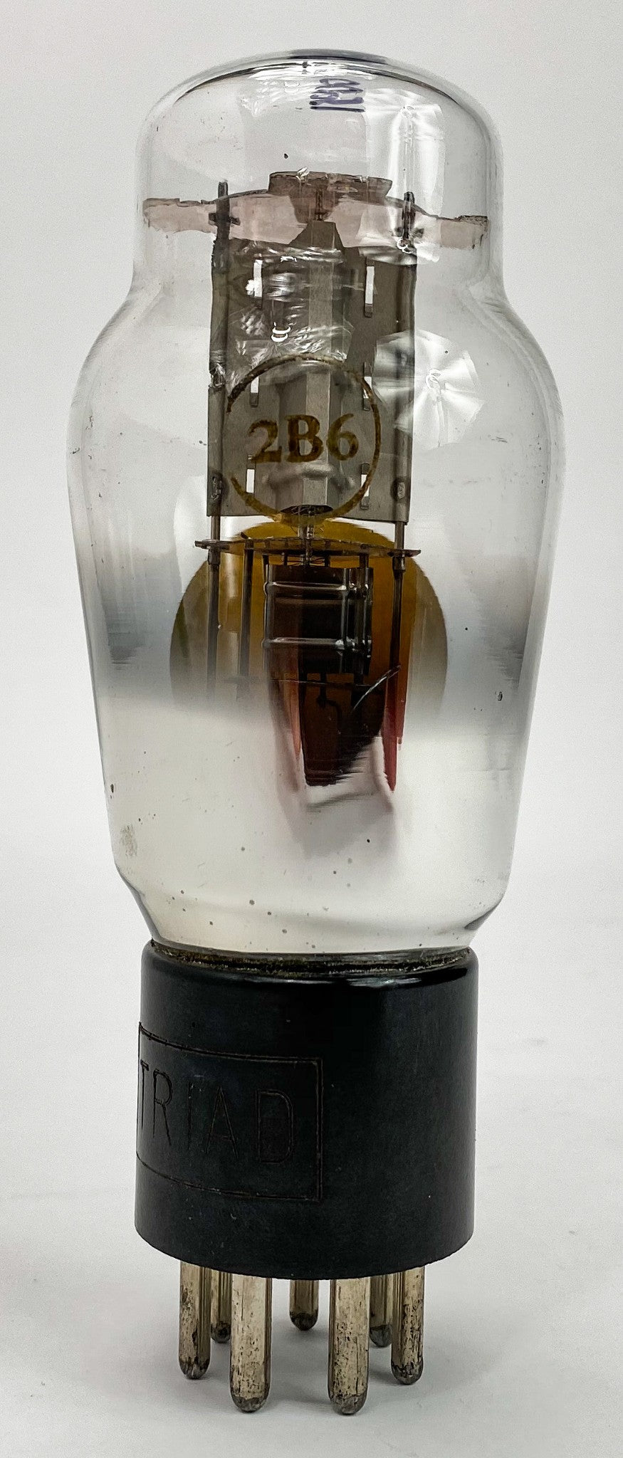 Triad 2B6 Silver Plate Bottom Foil D Getter Vacuum Tube Engraved Base