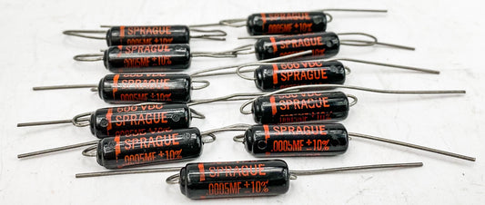 Sprague 0.0005 uf 600 VDC Black Beauty Capacitors 11x NOS