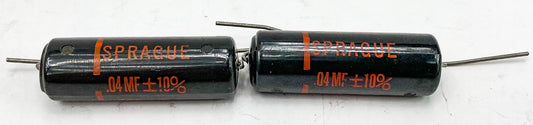 Sprague 0.04 uf 600 VDC Black Beauty Capacitors 2x NOS