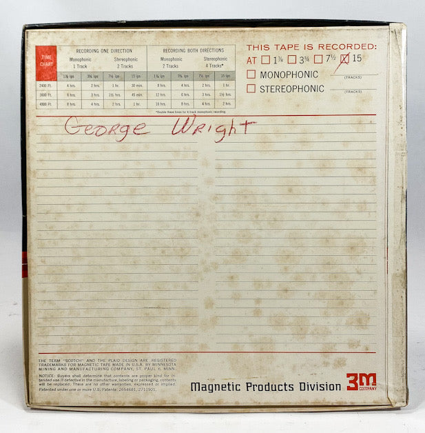 George Wright Master 15 IPS 10 1/2" Reel to Reel Tape #R701