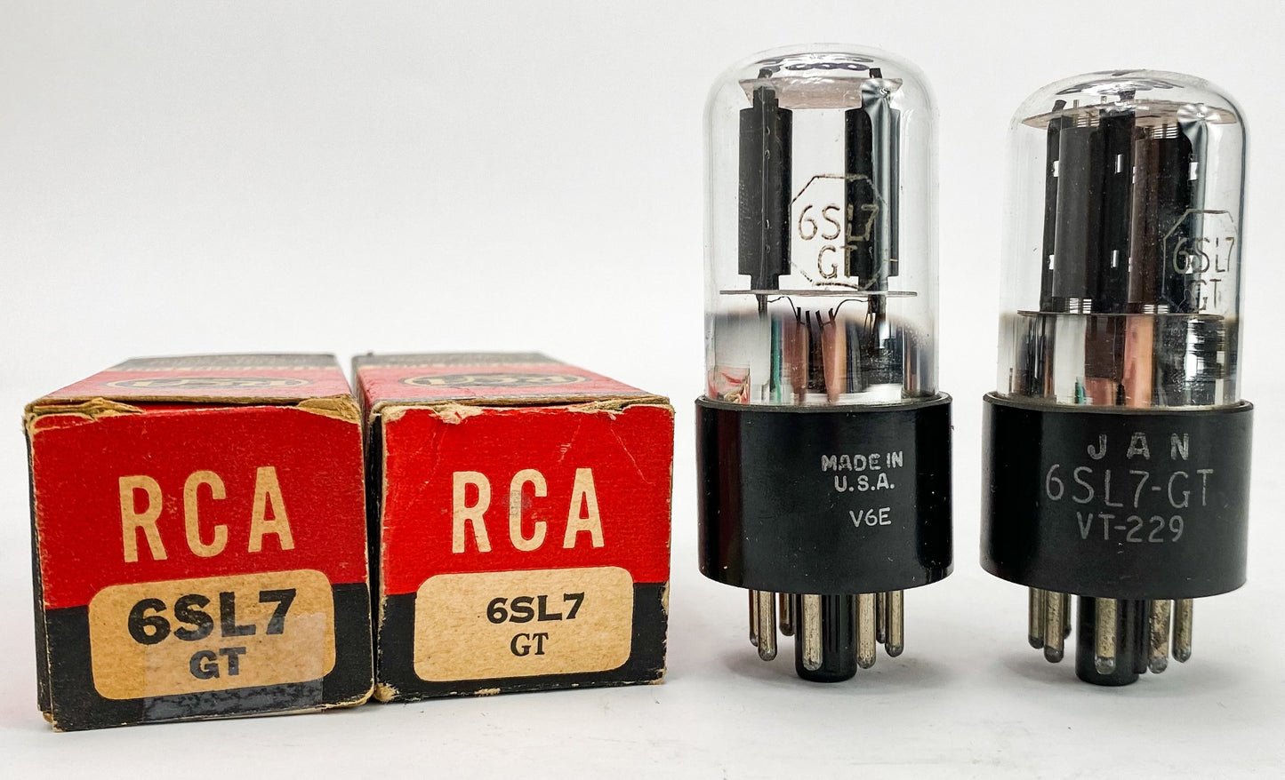 RCA 6SL7GT Black Plate Bottom Foil D Getter Balanced and Matched Vacuum Tubes