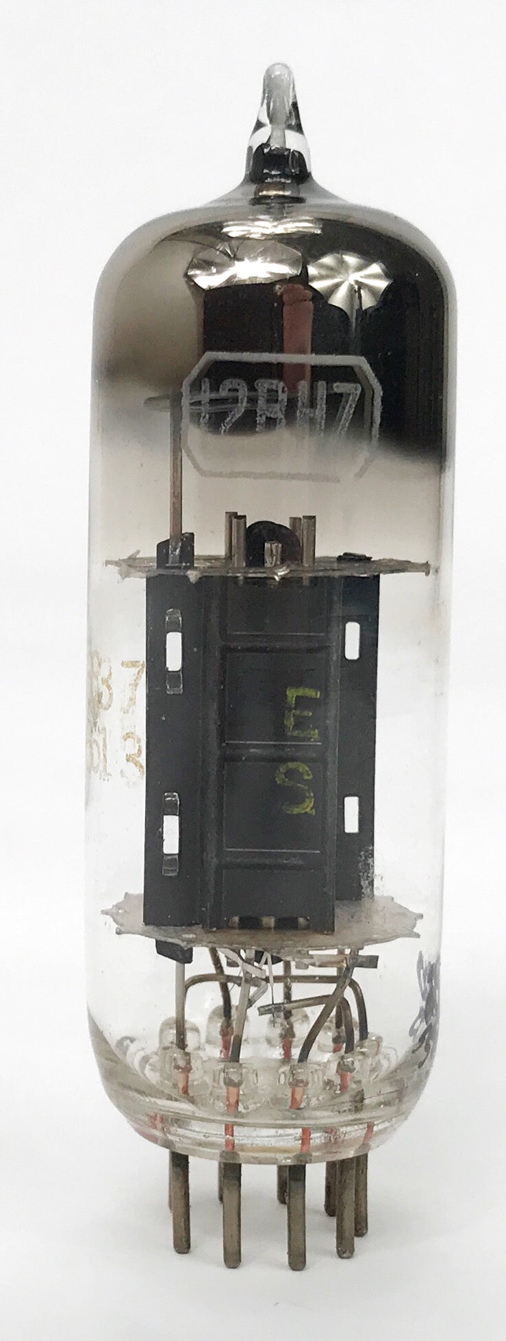 RCA 12BH7A Black Plate Top Horseshoe Getter Balanced Vacuum Tube