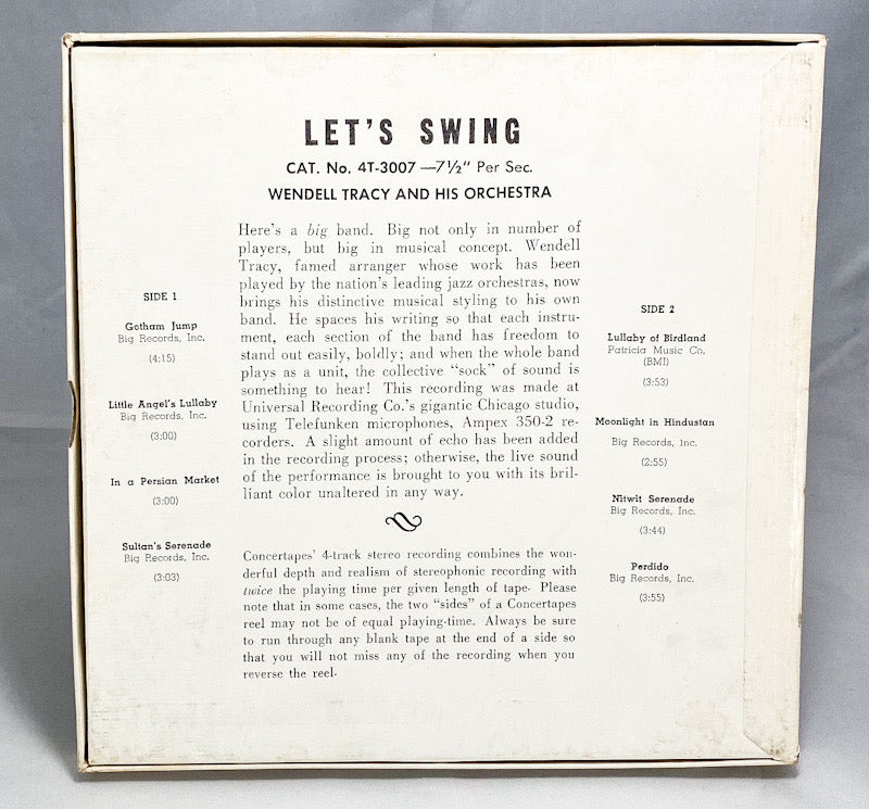 Let's Swing Wendell Tracy & His Orchestra Reel to Reel Tape 7.5 IPS Concertapes
