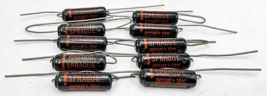Sprague 0.003 uf 600 VDC Black Beauty Capacitors 10x NOS