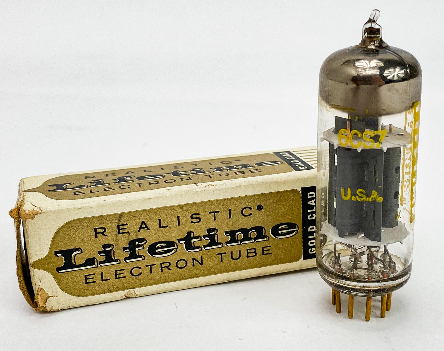 Realistic 6CS7 Grey Plate Halo Getter Gold Pin Vacuum Tube