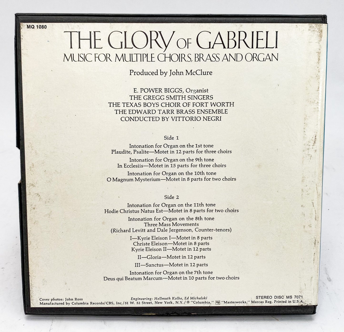 The Glory Of Gabrieli E Power Biggs Negri Reel to Reel Tape 7 1/2 IPS Columbia