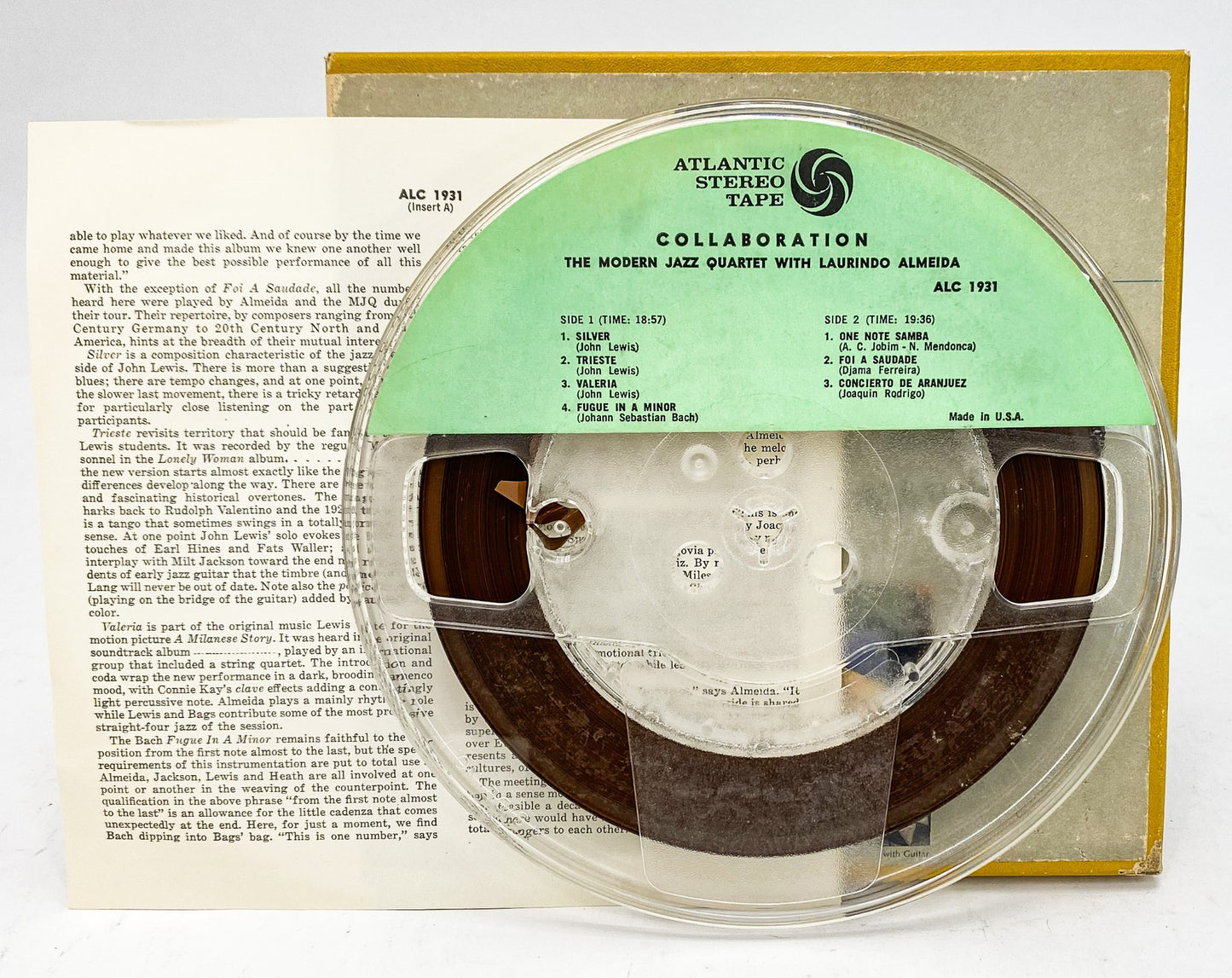 Collaboration Modern Jazz Quartet And Almeida Reel to Reel Tape 7.5 IPS Atlantic