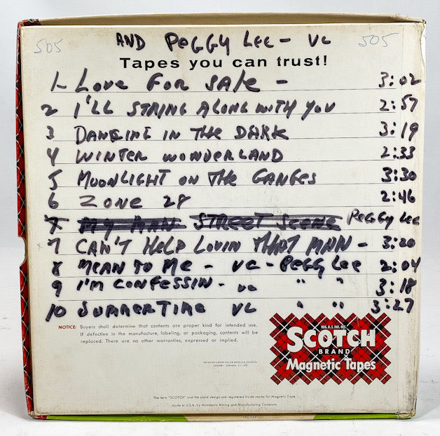 Frank Devole Orchestra And Peggy Lee Master 10 1/2" Scotch Reel to Reel Tape 505