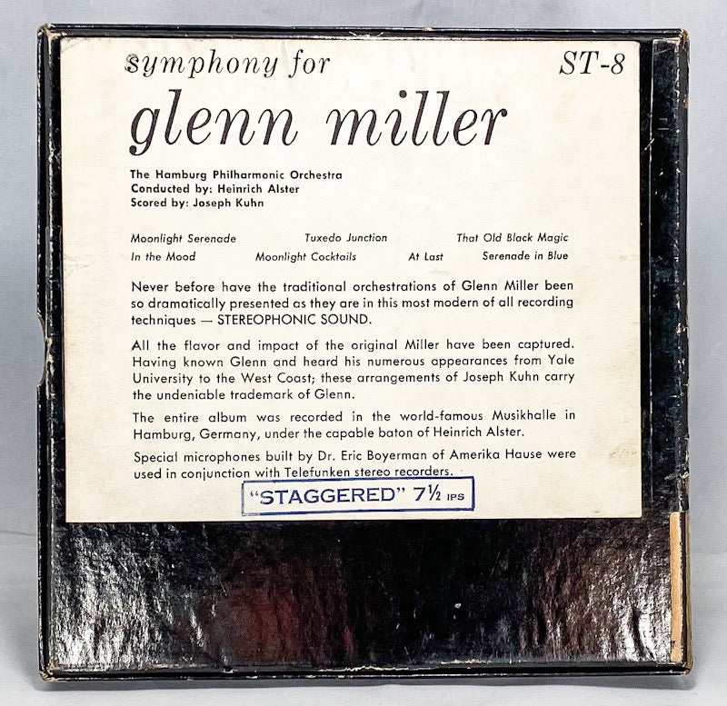 Symphony For Glenn Miller Alster Reel to Reel Tape Staggered Two Track Bel Canto