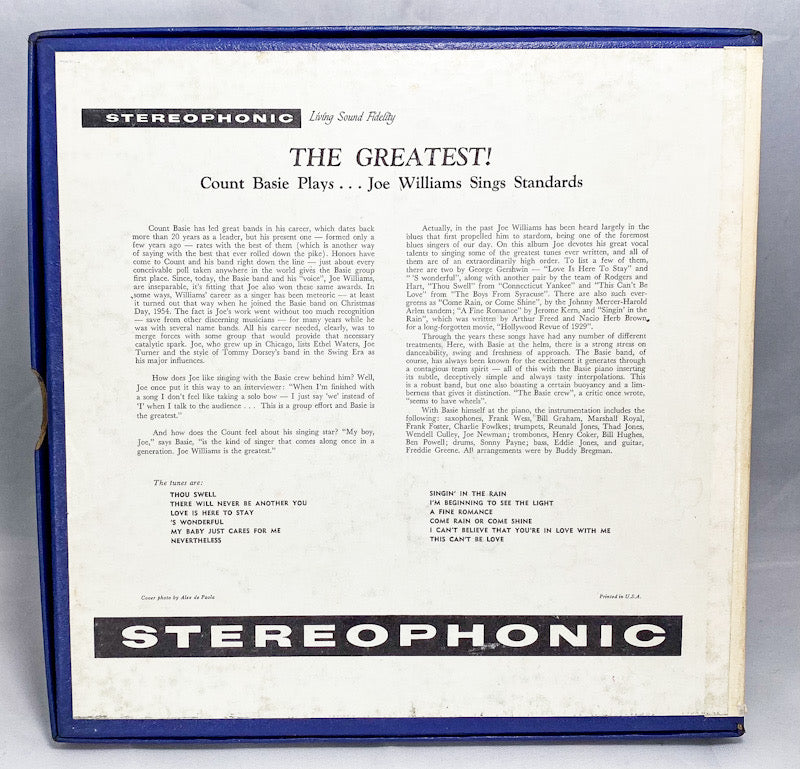 The Greatest Count Basie Joe Williams Reel to Reel Tape 7 1/2 IPS Verve